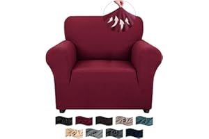 CYCMACO Funda Sofa 1 Plaza Ajustable, Fundas para Sillones Elastica Antideslizante Antimanchas, Universales Couch Cover con Reposabrazos, Lavables, Borgoña