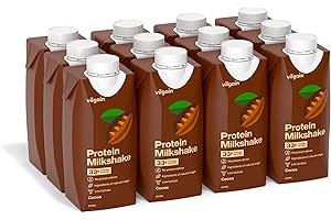 ‎VILGAIN Vilgain Protein Milkshake, 33g Eiweiß pro Portion, Laktosearm, Fertiger Milchproteinshake, Hochwertige Zutaten, Ohne Künstliche Zusätze, Mit Stevia Gesüßt (12x330ml, Kakao)