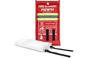 FIREWESS Coperta antincendio di emergenza, 100*100 cm protezione ignifuga, coperta ignifuga per casa, campeggio, auto, ufficio, grill, sicurezza di sopravvivenza in magazzino (fibra di vetro, 1 pezzi)
