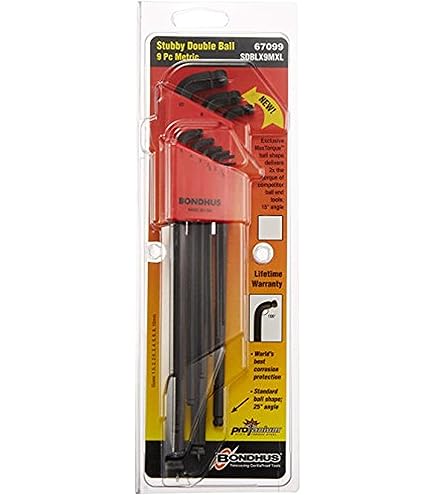 Bondhus Winkelschlüssel-Satz BLX7M – 7-teilig, Metrisch 1,5–6 Mm, Kugelkopf Für 25° Winkel, Protanium-Stahl
