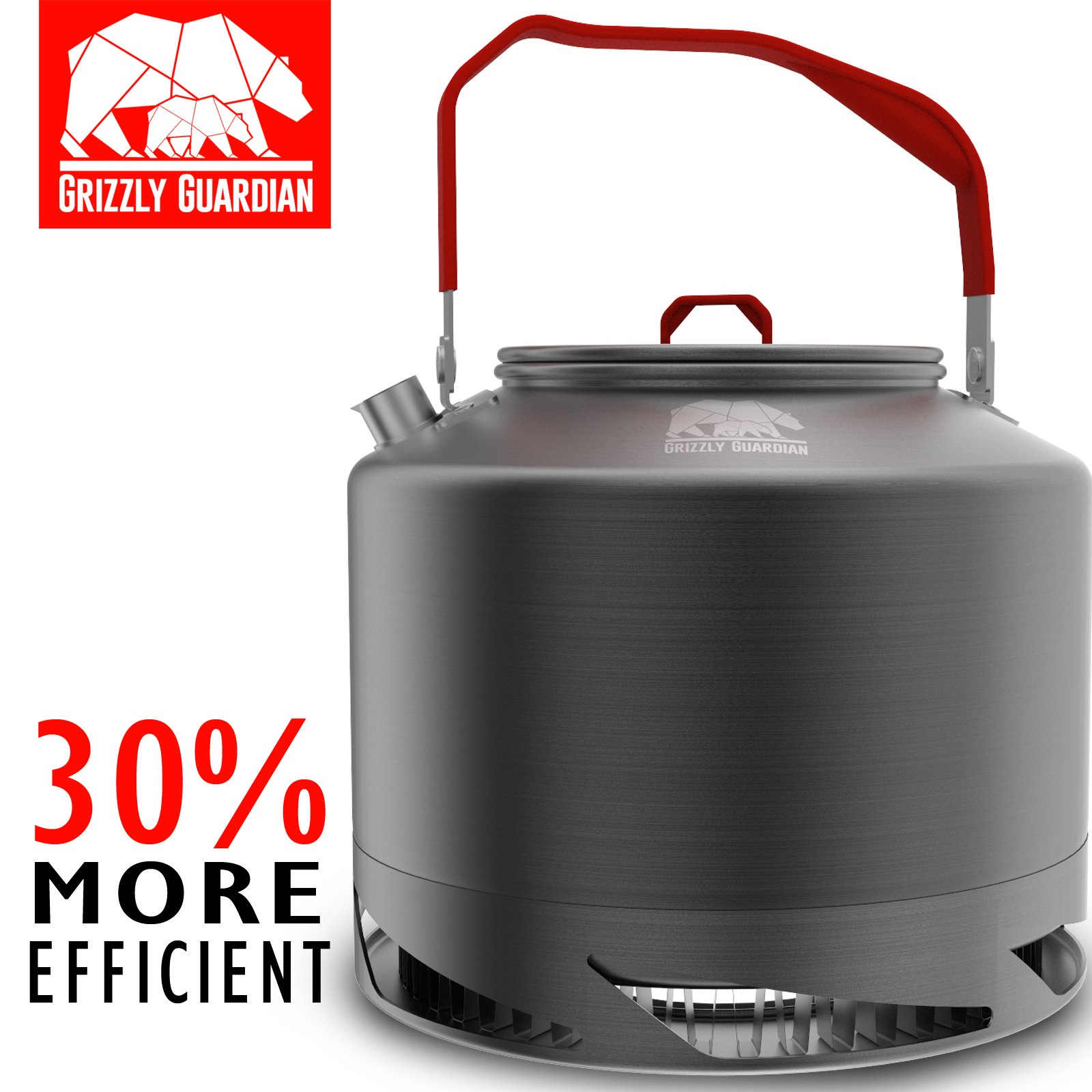 Grizzly Guardian® CAMPING/FISHING KETTLE, Durable, 1.5L Anodised Aluminium Quick Heat Up Camping