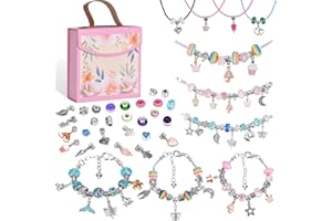 AUHOU Set di 90 braccialetti con charm, kit regalo per ragazze, set fai da te per ragazze, braccialetto fai da te, gioielli fai da te, teenager 6-12 anni, regalo di compleanno