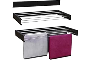 Vonia Wandtrockner XL - Ausziehbarer Wäschetrockner zur Wandmontage mit 6m Trockenlänge - 100 x 50 cm - modernes Trockenregal aus Aluminium für Bad & Balkon (Schwarz)