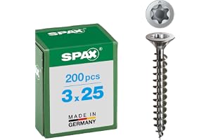 SPAX 1197000300253 universal, försänkt huvud, T-STAR plus, multi-huvud, helgängad, rostfritt stål A2, 1.4567, (3,0 x 25 mm, 2