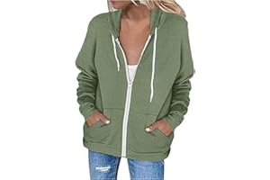 Kobilee Hoodie Donna Oversize Vintage Lunga Streetwear Tasche Taglie Forti Felpa Zip Cerniera Comode Hoodie Leggera Trekking Felpe Giacca Giubbino con Cappuccio Cotone