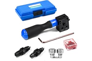 SMOTIVEPRO Brake Pipe Flaring Tool 3/16" SAE and 1/4" SAE, Handheld Double Brake Flaring Tool Kit, 45° Single Double Bubble Flares for Seamless Brake Line Repairs and Custom Flaring