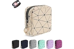 PLAYEXEN Neceser Maquillaje Organizador Bolsa Estuches de Maquillaje para Niñas Mujeres de PU Bolsos de Aseo Maquillaje Portátil Pequeño Bolso Maletín De Cosméticos para Viajes Compras,11,5 * 11,5 * 3cm Beige