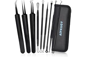 Extracteur Point Noir, AIFKUGY® 9 Pièces Tire Comedons, pince à point noir, Kit Points Noirs, Pince Tire comédon de Point Noir Nez