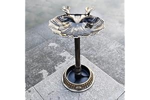 Aggloz | Ornate Resin Bird Bath with Rustic Bronze Effect, Decorative Garden Deco with Planter, Outdoor Drinking Station