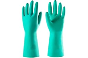 ThxToms Chemikalienschutzhandschuhe aus Nitril, Säurefeste Arbeitshandschuhe für Industrie & Lebensmittel,Schutzhandschuhe öl lösemittel, EN 388 & 374 geprüft,Latexfrei,Damen Herren,Grün (M)