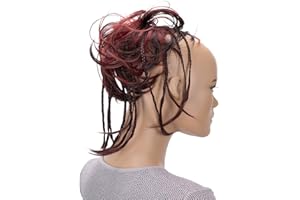 CAISHA by PRETTYSHOP Parrucchino Jumbo Elastico Per Capelli Acconciature Da Sposa Chignon Ondulato Rosso Marrone Scuro Mix G28D