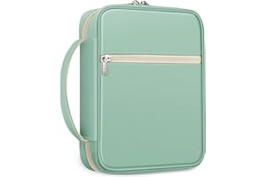 FINPAC Bible Cover, Carrying Book Case Church Bag Bible Protective with Handle and Zippered Pocket, Perfect Gift for Mother Kids Girls Women (***Light Green)
