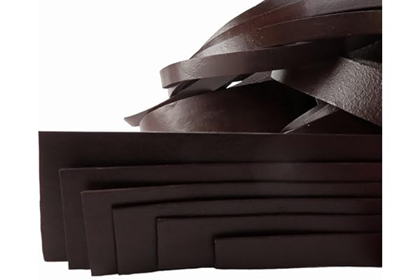 esnado sangle plate en cuir souple - Largeur : 40 mm - 1 m - Couleur : marron - Cuir véritable - Tannage végétal - Pour le bricolage - Fabrication de bracelets, bijoux