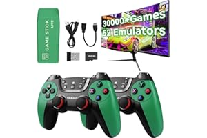 PZWR Forlarme M22 Wireless Game Stick – Retro Game Console with 30000+ Classic Games, 8K HD HDMI, Plug and Play Emulator Console, Upgrade Dual Wireless Controllers Gift for Teen and Partner Green