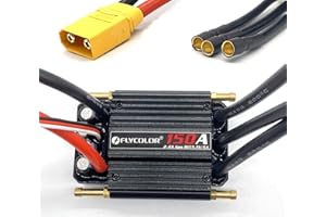 FLYCOLOR Regolatore elettronico di velocità 150 A, impermeabile, senza spazzole, ESC, con 5,5 V/5 A BEC e XT90, connettore a banana da 6,0 mm, per navi radiocomandate