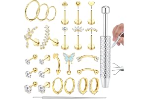 ADRAMATA 27 st helix piercing smycken kirurgiskt stål platt baksida örhängen studs ring örhänge set trådlös labret för läpp/n
