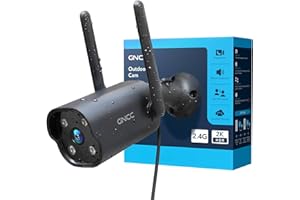 GNCC GT1Pro zewnętrzna kamera bezpieczeństwa 2K, kamera CCTV do domu, odporna na warunki atmosferyczne IP65, noktowizor, wykrywanie ruchu AI, alarm syreny, 2-drożny dźwięk (Czarne)
