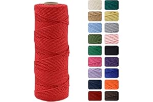 MOMAHUA 3MM Macrame Cord Rope 100m Red Chemical Free Rope for DIY Crafts,Home Decor and Gift Wrapping,Christmas Wedding Decors