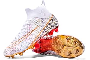 HESBITEUL Big Kids Soccer Shoes Unisex Academy Indoor Outdoor Football Turf Durable Rubber Shoes TPU Outsole for Adult Ankle Cleats