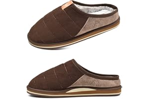 KuaiLu Zapatillas de estar en Casa Hombre Invierno Caliente Peluche Piel Cerradas Pantuflas Comoda Peludas Slippers Antideslizante Goma Suela