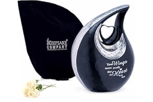 KEEPSAKE COMPANY Large Adult Urns for Human Ashes Male - Adults Men and Women - Cremation Urns for Ashes, Red Urn, Heart Urn, 2.5 LTR Capacity,Black Pre - Engraved