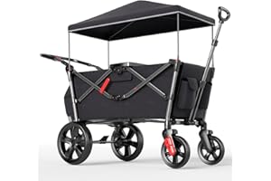 EVER ADVANCED Carrello Pieghevole per Bambini con Tetto, Passeggino Pieghevole Cintura di Sicurezza 2x5 Punti, Carrello di Trasporto con Zaino, trazione e spint,Freno a Pedale, capacità di Peso 50KG