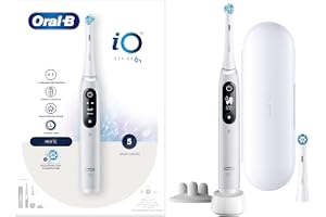 Oral-B iO 6S Vit Eltandborste, 2 Tandorsthuvuden, 1 Resefodral, Designed By Braun, Elektrisk Tandborste, Oral B