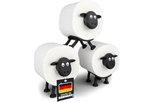 LAYERSMITH Sheep Toilet Paper Holder (Organic Plastic, Matt Black) - Stackable for 42 mm Rolls, Made in Germany - Emma, Dori & Flocke