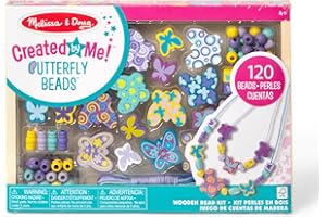 SPIN MASTER Melissa & Doug Juego de Cuentas de Madera Mariposas para Hacer Collares, Cuentas para Hacer Joyas, Pulseras de Amistad, Juego Creativo, Regalo para niñas y niños de 4, 5, 6 años