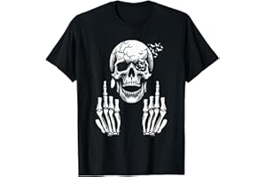 SKULL SKELETON MIDDLE FINGER SHIRT & GIFTS CO T-shirt humoristique pour adulte avec tête de mort squelette doigt d'honneur F You T-Shirt