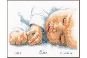 Vervaco Registro de Nacimiento recién Nacido, Algodón, Blanc