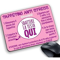 Tappetino Mouse pad scherzo divertente simpatico antistress x stress istruzioni sbattere testa qui verde