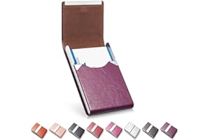 FACATH Porte-cartes de visite, étui en cuir microfibre de luxe, porte-cartes en métal, porte-carte fin, porte-cartes de visite pour homme et femme avec fermeture magnétique (Mauve), Violet