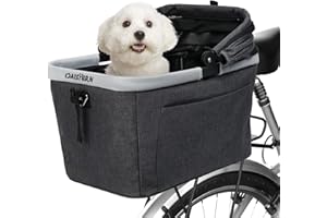 DAISTERN Cesta Trasera Plegable para Perro Gato hasta 12KG con Marco Metálico, Montaje Rápido, Ventana de Malla, Cojín Suave, Tiras Reflectantes, Compatible con Bicicletas Eléctricas y Urbanas