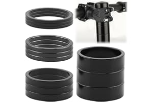 VIDSMOW 12pcs Bike Headset Spacer Set 1-1/8 Inch , 28.6mm Aluminium Alloy Bicycle Stem Spacers In 2mm, 3mm, 5mm, 10mm, Lightweight Mtb Road Bike Head Tube Spacers for Height Adjustment And Handlebar Setup