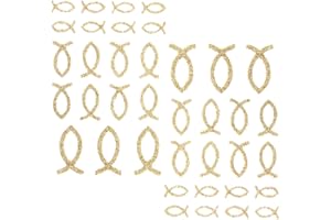 OBLIQUE UNIQUE Oblique-Unique® 38 Stück Fisch Glitzer Effekt - Farbe wählbar - zum Verzieren oder Aufkleben oder Einkleben von Karten - Kommunion Taufe Deko Tischdeko (Champagner)