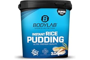 Bodylab24 Instant Rice Pudding 3kg, à base de farine de riz à 100%, sans autre additif, l'apport rapide et délicieux en glucides pour la prise de masse ou avant l'entraînement, goût neutre