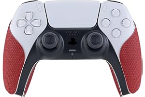 eXtremeRate PlayVital Pegatina para ps5 - Adhesivo de Silicona Antideslizante, Skin de Goma para ps5 Control, Protector con Textura para Mejor Agarre en el Mando (Rojo)
