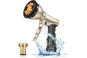 SWETFELA Multifunctional Hose Pipe Spray Gun,with 9 Modes Garden Hose Gun,Heavy Duty Metal Garden Hose Nozzles&Spray Guns, Oppressive Hose Spray Gun for Plant Watering, Cleaning, Car Washing and Pet Showers