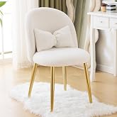 Bonnlo Makeup Chair Dressing Table Chair Dining Chairs Adjustable Gold Legs and Bow Cushion for Bedroom Lounge Chair for Dres