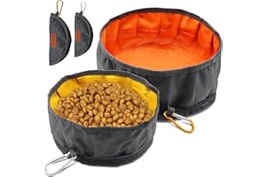 LumoLeaf Lot de 2 grandes gamelles de voyage pliables pour chien, 1,927,8 g/2,268 g, gamelles légères et pliables pour eau et nourriture pour animaux de compagnie avec fermeture éclair (8 + 10 tasses)