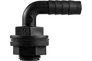 EOTrader 90 Degree Water Tank Overflow Vent, Butt Barbed Elbow Outlet with Nut & Washer 1/2'' – 2” BSP Hose Sizes, Garden Rain Capture Linking Connector (1/2'' - Barb), Black (BUTT-ELB-12BSPM-12B001)