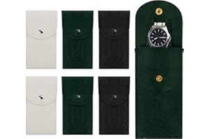 SMFANLIN 6Pcs Portable Flannelette Fabric Watch Pouch Storage Bag, Single Watch Travel Case Organizer for Men and Women