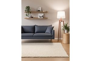 ‎INTERIYOU Interiyou Hochflor Teppich Sofia - 160x230 cm Creme - flauschig und einfarbig - waschbar und rutschfest - weicher Langflor