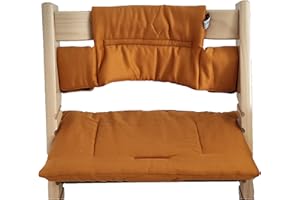 Shabany® Coussin d'assise pour chaise haute 100 % coton bio - Housse de siège classique - 2 pièces - Convient pour chaise haute Stokke Tripp Trapp - Lavable en machine - Fixation facile (aime)