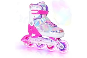 NATTORK Kids Adjustable Inline Skates for Girls and Boys Blades Roller Light up Wheels