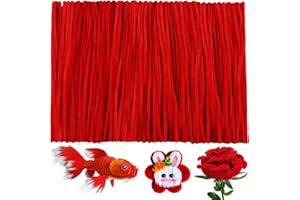 Easusy 150 Pieces Pipe Cleaners, Solid Color Craft Pipe Cleaners, Chenille Stem Set, Pipe Cleaners Bulk for Creative Home Decoration Supplies DIY Arts and Crafts Project(Red)