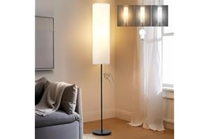 GyroVu Floor Lamp for Living Room, 65” Standing Lamp Tall Lamps for Bedroom with Paper Lampshade 3 Color Temperatures Floor Light for Living Room(Bulb Included)