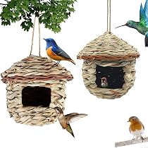 2 Pezzi Nido Uccello Erba Casetta, Casetta per Uccelli, Casetta per Uccelli da Appendere, Natural Casa degli uccelli di paglia, Nido per Uccellini da Esterno, Adatto Per Piccoli Uccelli Come Colibrì