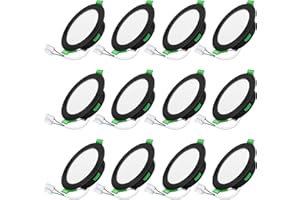 ‎ALUSSO ALUSSO LED Einbaustrahler 230V Flach, 10W 800LM Dimmbar IP44 Bad Schwarz Einbauleuchten LED Spots, Warmweiß 3000K Neutralweiß 4000K Kaltweiß 6500K Einbauspots für Wohnzimmer Badezimmer Küche, 12er Set